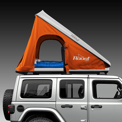 Roost Roof Top Tent Side View Orange Gray Shell